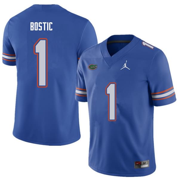 Men's NCAA Florida Gators Jonathan Bostic #1 Stitched Authentic Jordan Brand Royal College Football Jersey LVC2265IH